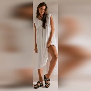 NWT Free People Beach Madelyn 100% cotton boho Midi dress  In Ivory